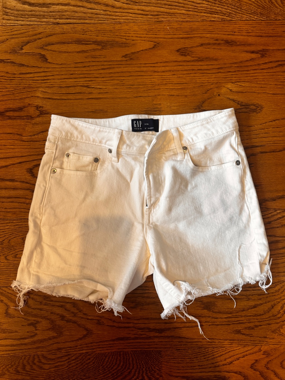 GAP White Denim Frayed Hem Women's Shorts